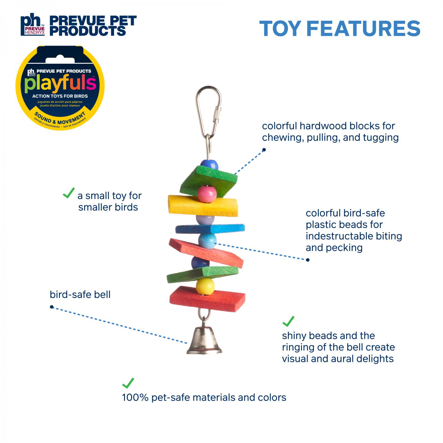 Ding - Prevue Pet Products Playfuls Action Toys for Birds - Toy Features - Lady Gouldian Finch Supplies USA